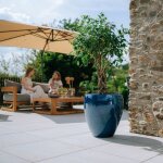 Pot grande taille d'extrieur lafontaine 50x51cm bleu outremer, fait main en terre cuite maille, rsistant ...