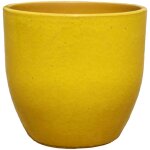 Pot grande taille d'extrieur lancelot 21x19cm jaune, fait main en terre cuite maille, rsistant au ...
