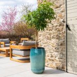 Pot grande taille d'ext�rieur monaco 44x67cm jade, fait main en terre cuite �maill�e, r�sistant au gel ...