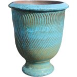 Pot grande taille d'extérieur morgane 42x52cm bleu fer, fait main en terre cuite émaillée, résistant ... Pot grande taille d'extérieur morgane 42x52cm bleu fer, fait main en terre cuite émaillée, résistant ...