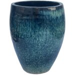 Pot grande taille d'ext�rieur poseidon2 36x43cm bleu abysse, fait main en terre cuite �maill�e, r�sistant ...