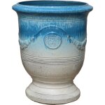 Pot grande taille d'ext�rieur richelieu 35x42cm ciel d'avril, fait main en terre cuite �maill�e, r�sistant ...