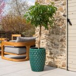 Pot de fleurs ext�rieur 38x54cm ? terre cuite �maill�e r�sistante au gel ? vert sapin fait main ? �l�gance ...