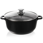 Pot en granit avec couvercle en verre grande 28 cm, 7 l