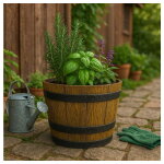 Pot de jardin 40 cm marron �l�gant dans un style rustique en tonneau