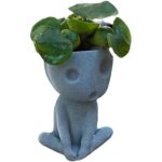 Pot de jardini�re � visage lumineux, pot de fleur en r�sine, mignon, succulent, pot de fleurs avec trou ...