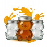 Pots � miel en verre 30 ml, motif ours en peluche, lot de 24