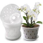 Pots d'orchid�es en plastique de 5 pouces, sans plateau, pots de plantation d'orchid�es transparents, ...