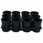 Pot rond en plastique noir 12 pi�ces + plateau