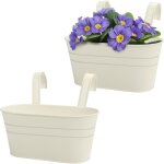 Pot suspendu en mtal beige (lot de 2) - 27 x 12 cm - jardiniere suspendue avec crochets dtachables ...