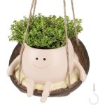 Pot suspendu plante interieur et ext�rieur, jardini�re murale en r�sine avec balan�oire et visage souriant ...