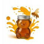 Pot en verre en forme d'ours en peluche de 30 ml avec couvercle, mini pot pour miel et confiture.