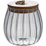 Pot en verre transparent de 750 ml avec couvercle herm�tique en bois d'acacia pour caf�, th�, �pices, ...