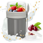 Pot de yaourt herm�tique � emporter, id�al pour le granola et les flocons d'avoine, gris ?