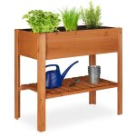 Relaxdays - potager sur pied en bois de sapin 4 pieds surface infrieur rangement jardiniere bac  fleurs ...