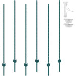 Poteaux en t vevor de 6 pieds, lot de 6, poteaux metalliques durables pour clotures, ideaux pour le jardin, ...