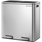Poubelle 2 pdales poubelle avec double compartiment 2 x 30 litres anti - traces de doigts inox seau ...