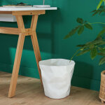Poubelle de bureau effet froissé blanche Poubelle de bureau effet froissé blanche