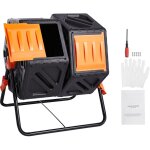 Mophorn - poubelle  compost  double chambre de 37 gallons, gobelet rotatif avec 2 portes coulissantes, ...