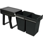 Poubelle coulissante 28l 2 seaux - matriau : acier / polypropylne - contenance : 28 l - largeur : 257 ...
