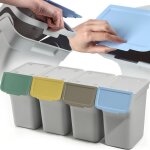 Kadax - poubelle avec couvercle, poubelle en plastique, pour le tri des déchets, rectangulaire, avec ... Kadax - poubelle avec couvercle, poubelle en plastique, pour le tri des déchets, rectangulaire, avec ...