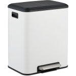 Poubelle de cuisine, 2 seaux ayant chacun une capacit� de 15 litres, p�dale, couvercle, blanche - relaxdays ...