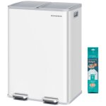 Poubelle de cuisine, 2 x 30 l, 2 compartiments, poubelle � p�dale, couvercle � fermeture douce, avec ...