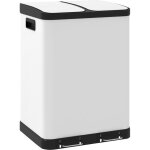 Poubelle de cuisine 2 x 30l - poubelle  pdale 2 compartiments seaux amovibles - acier inox. blanc
