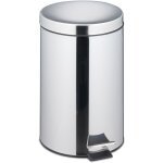 Poubelle de cuisine, 20 litres, acier inoxydable, seau amovible, avec p�dale, argent�e - relaxdays