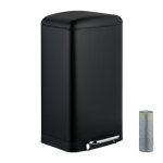 Poubelle de cuisine, 30 litres, emp�che les traces de doigts, seau int�rieur amovible, noire - relaxdays ...