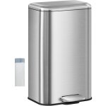 Poubelle de cuisine 30l, poubelle bureau, avec p�dale, avec couvercle � fermeture en douceur, en acier, ...