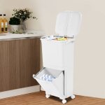 Poubelle de cuisine 45 l avec couvercle, poubelle de tri  double couche de grande capacit avec seau ...