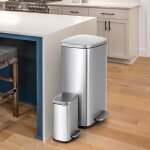 Poubelle cuisine 50 litres + 5 litres, poubelle � p�dale avec couvercle � fermeture silencieuse, seau ...