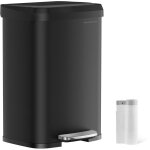 Poubelle de cuisine 50 litres poubelle � p�dale en m�tal avec couvercle grande et haute noir