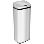 Poubelle de cuisine 50l automatique avec capteur ouverture silver en acier inoxydable 68l design moderne ...