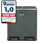 Casa pura - felix poubelle tri slectif double compartiment amortisseur de fermeture anthracite, 2 x ...