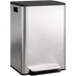 Poubelle de cuisine - homcom - double compartiment 2 x 30l - p�dale - seaux int�rieurs - acier inoxydable ...