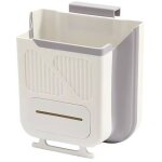 Poubelle de cuisine pliable à suspendre avec support fixe, adaptée à la cuisine 7l, blanc cassé Poubelle de cuisine pliable à suspendre avec support fixe, adaptée à la cuisine 7l, blanc cassé