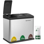 Poubelle de cuisine r�sistante avec p�dales et 3 compartiments 46, 5 x 29, 5 x 40, 5 cm tri s�lectif ...