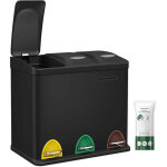 Poubelle de cuisine r�sistante avec p�dales et 3 compartiments tri s�lectif de recyclage en inox noir ...