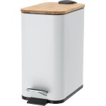 Poubelle de cuisine et de salle de bain avec couvercle, 5 l, fer, plastique et bambou, fermeture silencieuse, ... Poubelle de cuisine et de salle de bain avec couvercle, 5 l, fer, plastique et bambou, fermeture silencieuse, ...