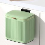 Poubelle de cuisine suspendue avec couvercle, poubelle de cuisine murale d'un gallon / 4 l (vert, bande ...