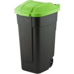 Poubelle curver noire 110 l, couvercle vert