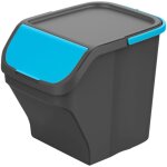 Poubelle de mondex stack n' sort bleu gris 25 l empilable avec couvercle 40 x 30 x 34 cm - marque : mondex ...
