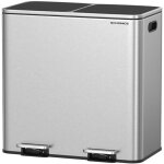 Poubelle � double compartiment 2 x 40 l, avec 15 sacs poubelles, p�dales en m�tal, 2 seaux int�rieurs ...