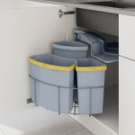 Poubelle encastrable kollby 2 x 12l + 1 x 6l gris [en. casa]