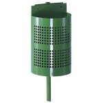 Jamais utilise] poubelle d'extrieur 1 / 2 rondes sur potelet hauteur 50cm verte - a397143