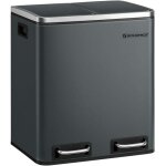 Poubelle en m�tal 30l poubelle � double compartiment 2 x 15 litres avec seaux int�rieurs et poign�es ...