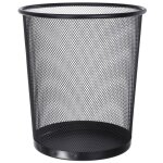 Poubelle en m�tal grillag�, corbeille � papier de bureau ronde, noire