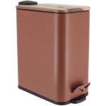 Poubelle metal rectangulaire 5l frein de chute couvercle acacia pedale metal - ambre - tendance